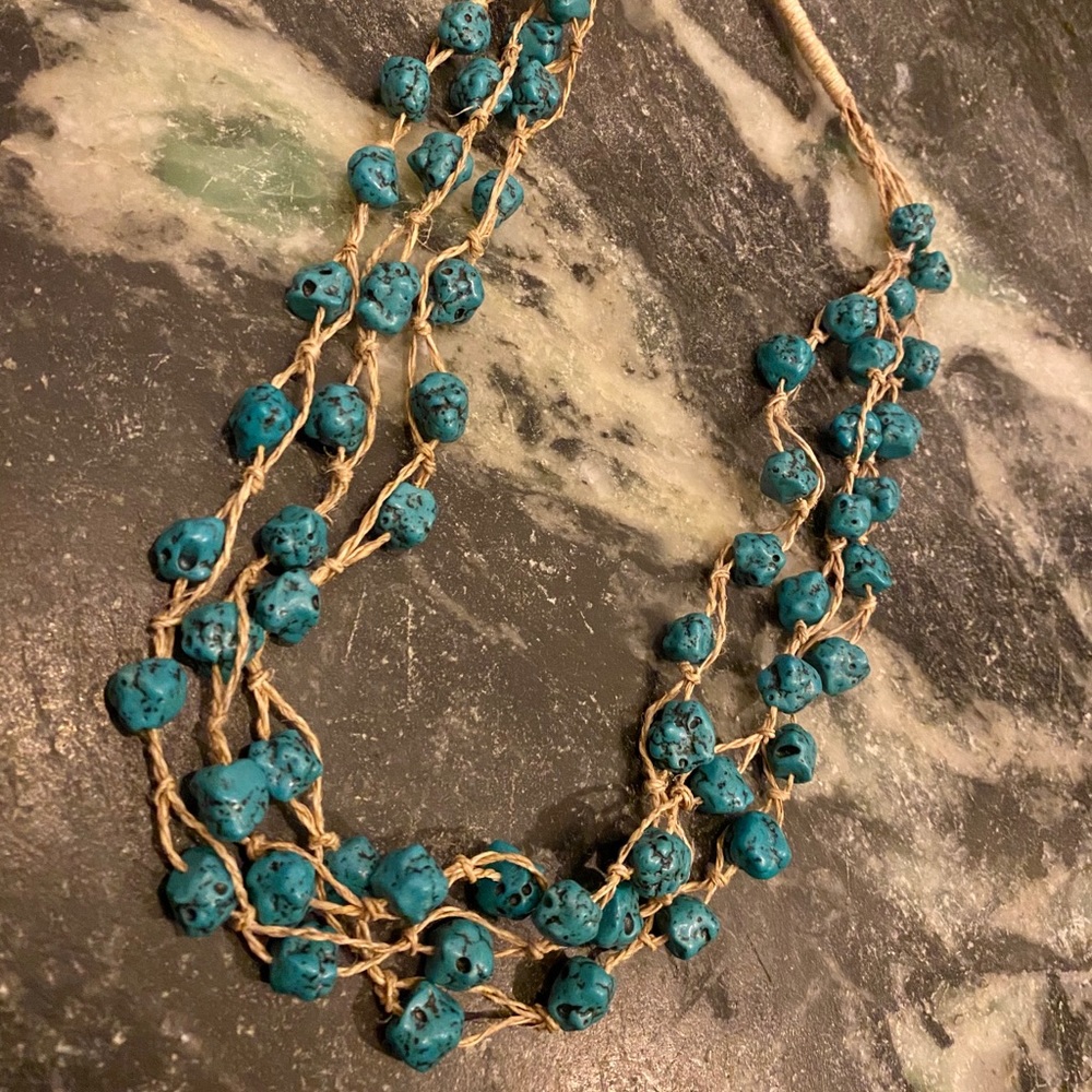Vintage turquoise and hemp necklace